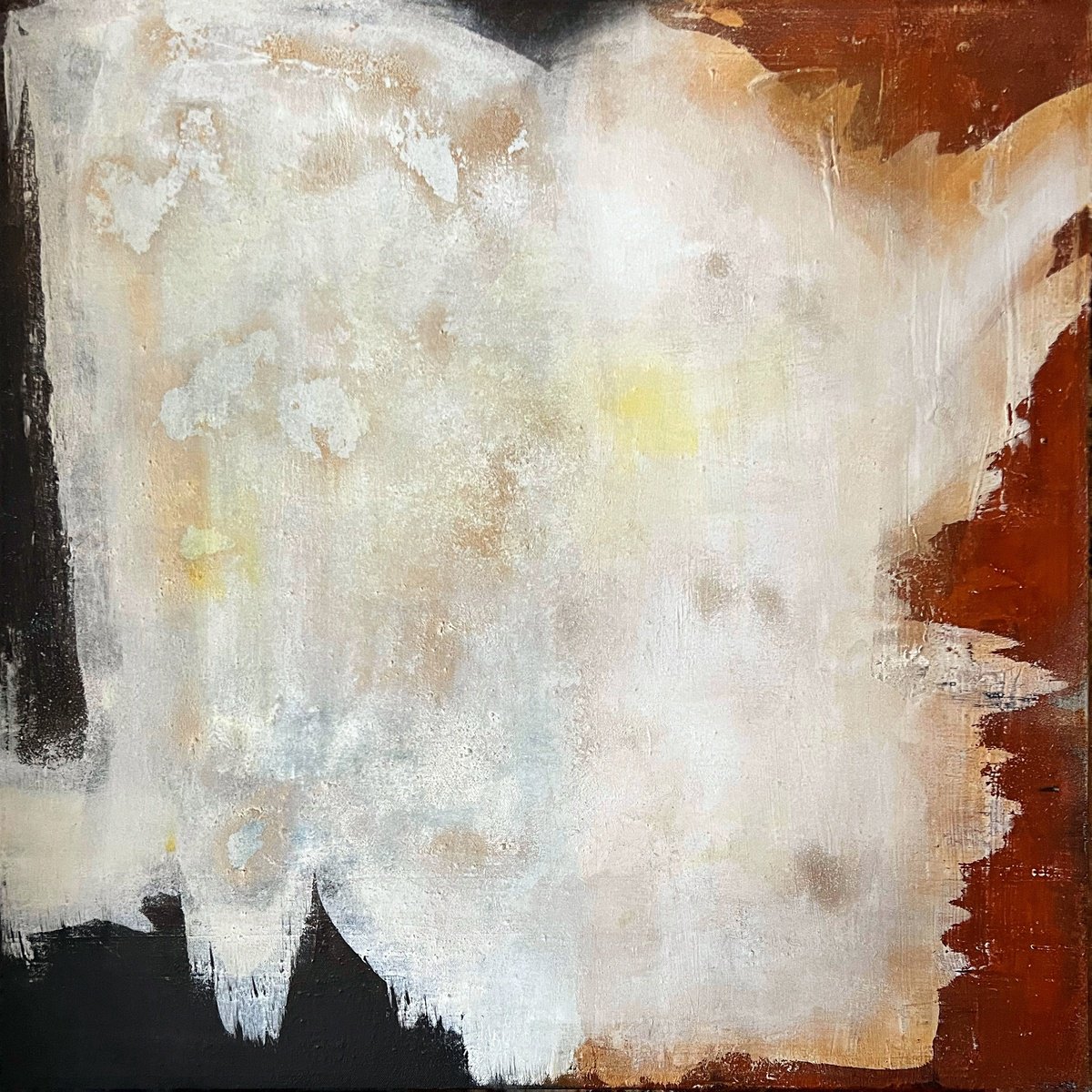 Abstract Painting By Sergio Aranda, 31 X 31", Echoes Of Gold, Original Artwork