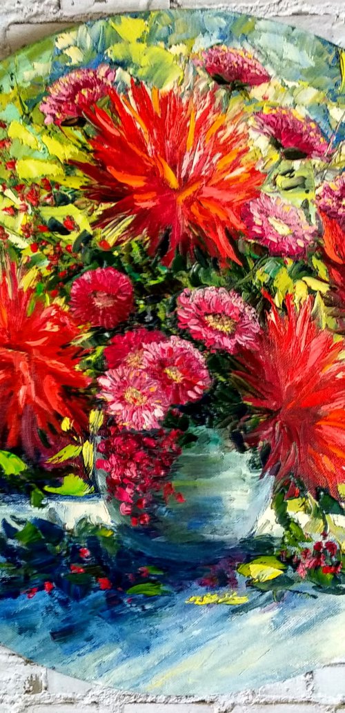 Bright Red Summer Bouquet by Anastasia Art Line