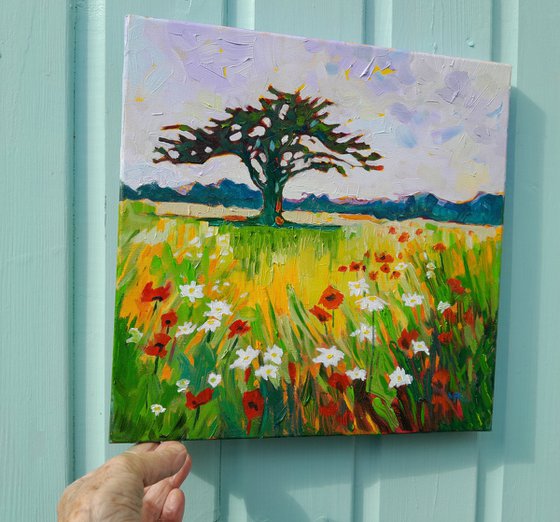 Poppies, Daisies, Tree