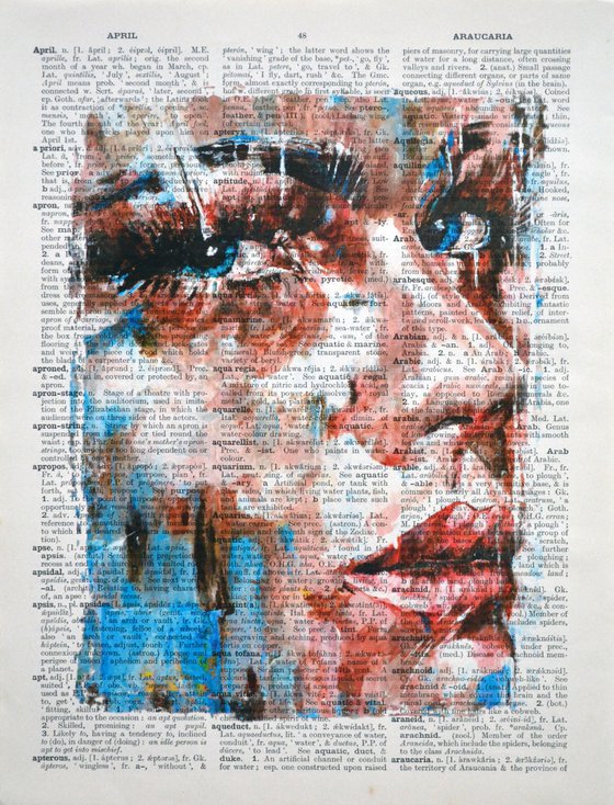 Anxiety - Collage Art on Large Real English Dictionary Vintage Book Page