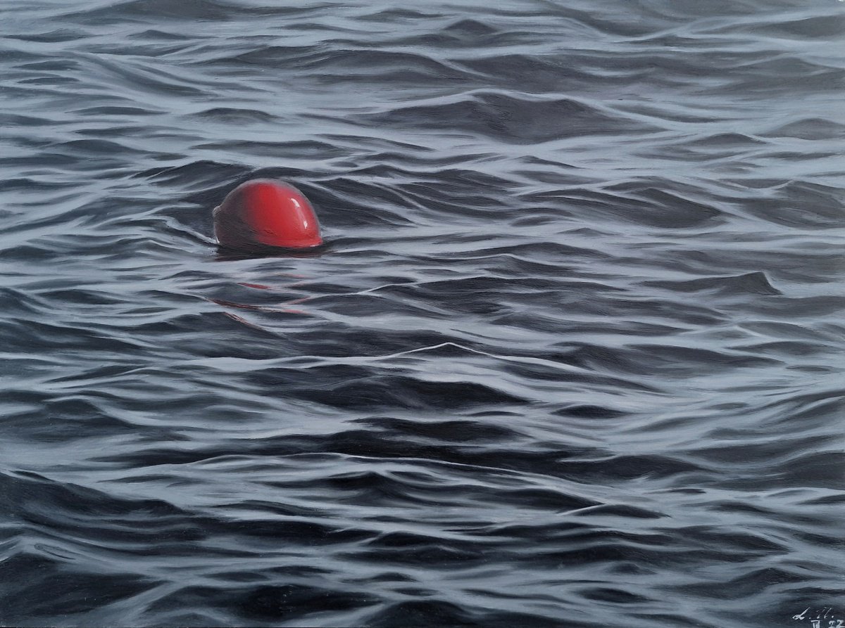 Photorealistic Landscape Oil Painting By Alina Hubarenko, 16 X 12, Lifebuoy, Original Artwork