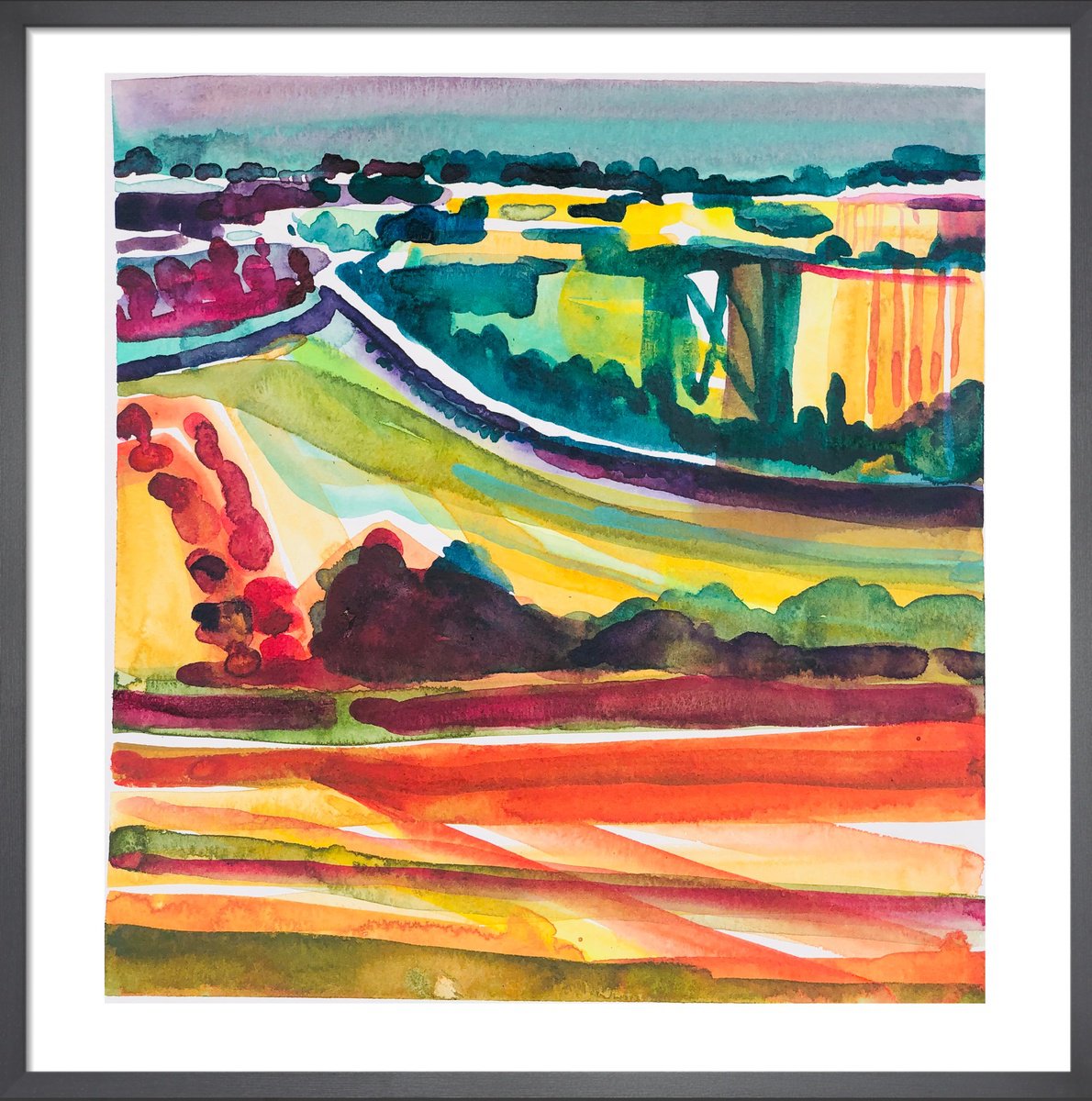 Abstract Landscape Watercolour By Annie Meier, 10 X 10, Abstract Landscape, Provence, Original Artwork