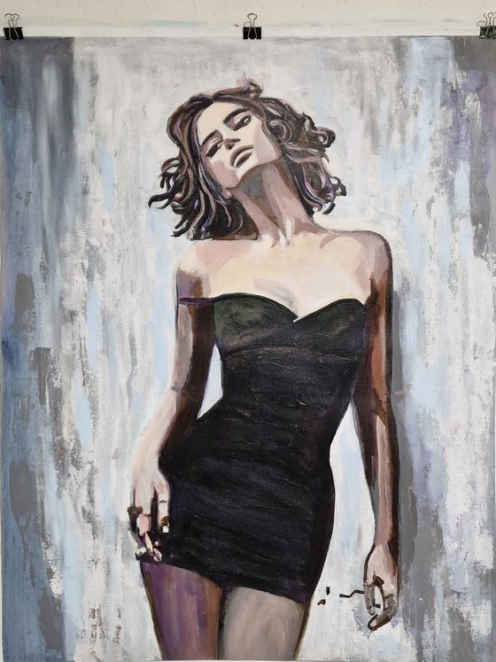 Lady in black dress