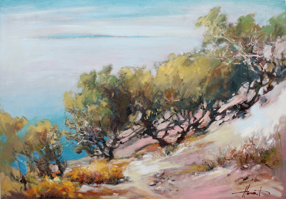 Cedars by the sea by Henadzy Havartsou
