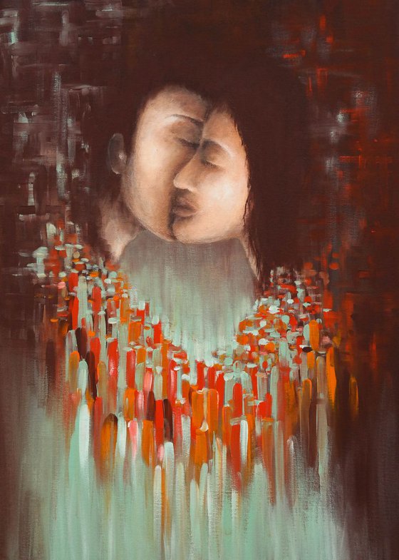 Digital Kiss - Klimt inspired painting of "Kiss"