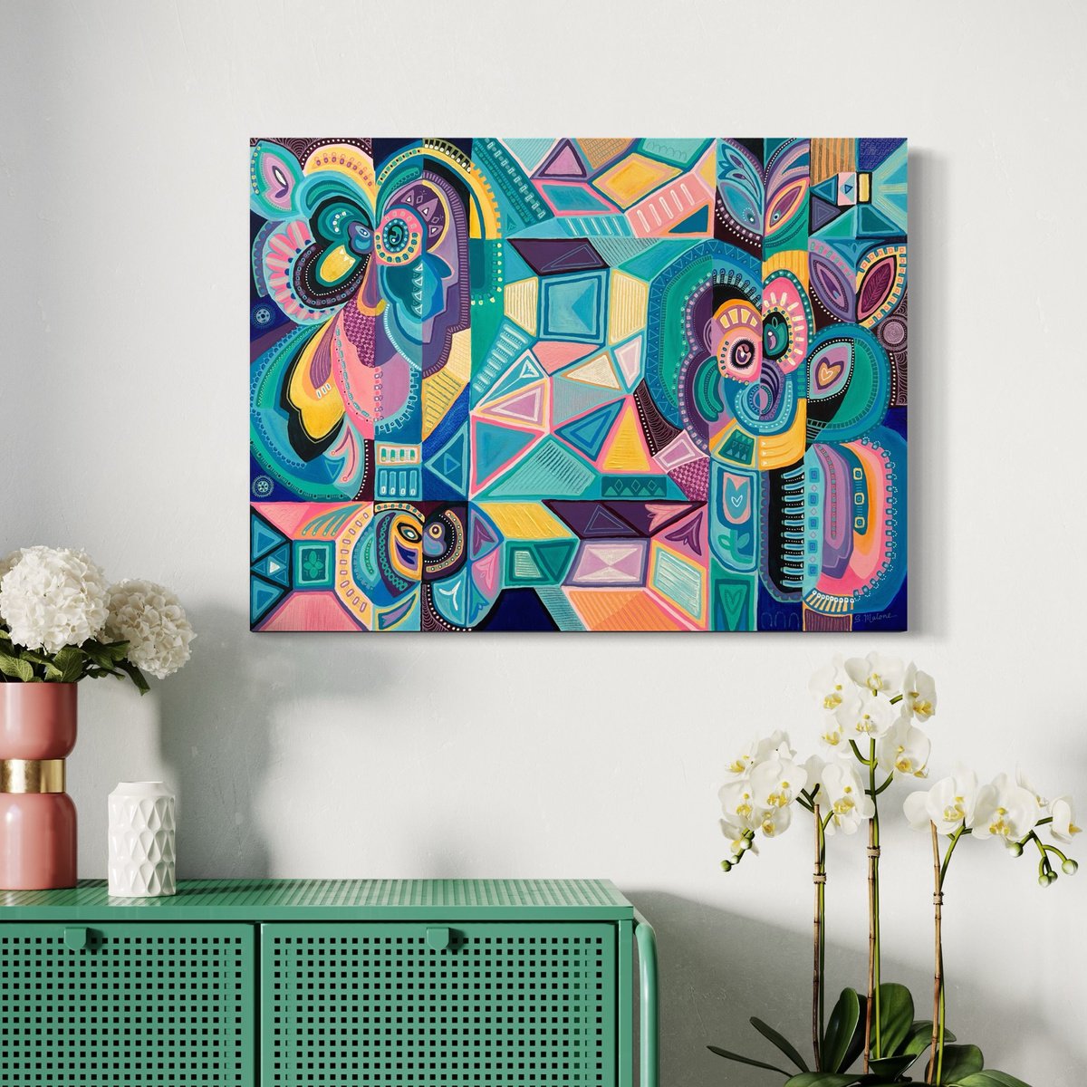Abstract Painting By Samantha Malone, 31 X 24", Kaleidoscope, Original Artwork