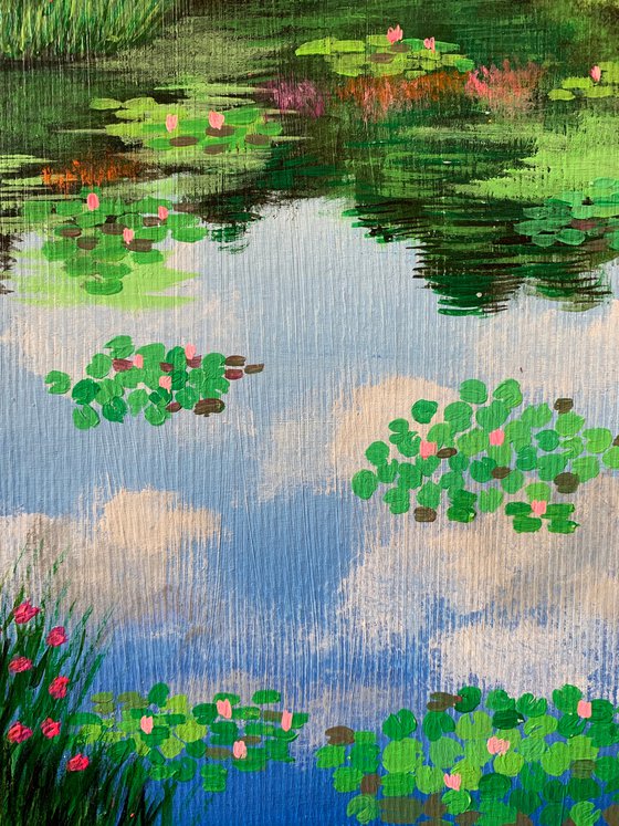 Monet’s garden ! Water lilies pond! Giverny ! Painting on paper