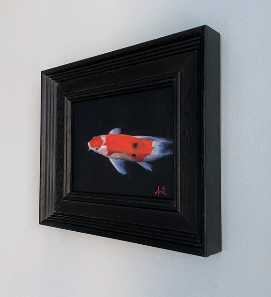 Original oil painting Koi Carp Fish Minimalist Contemporary Artwork