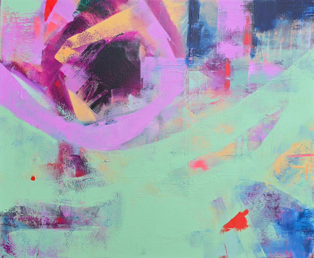 Abstract Oil Painting By Faith Patterson, 24 X 20, Lightly Spun, Original Artwork