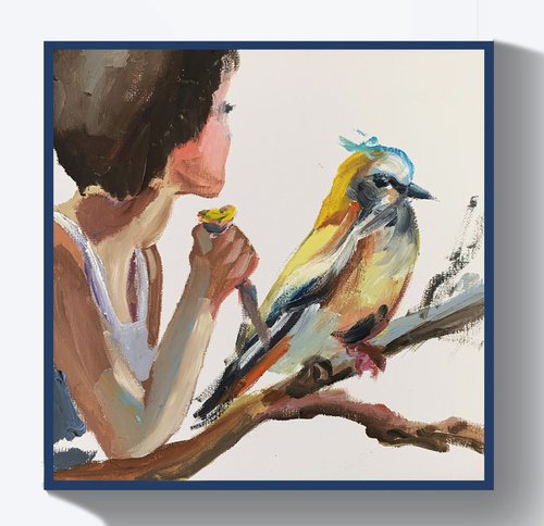 Woman with a Bird. by Vita Schagen