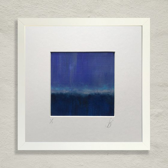 Interaction II (Blue/Blue) - Framed original painting