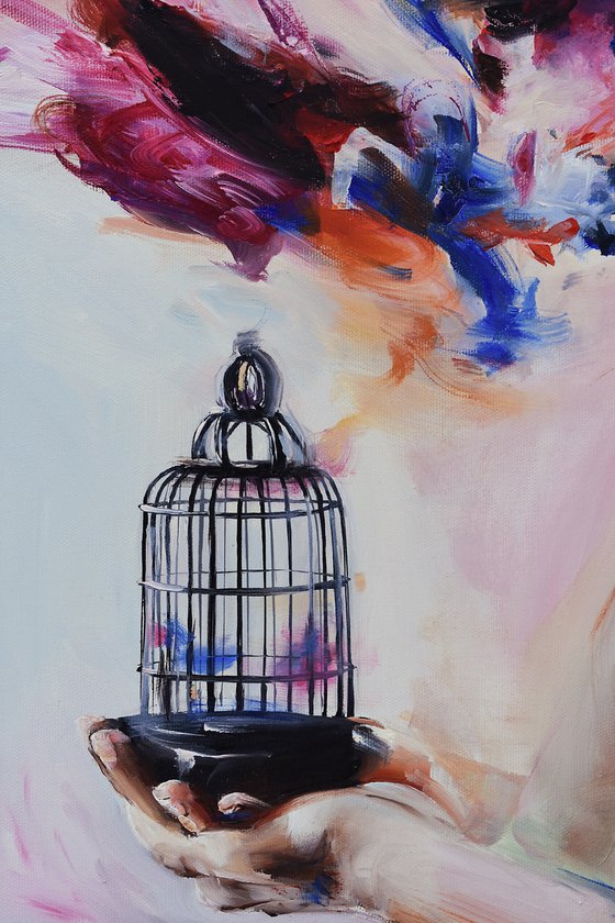 She held the cage gently