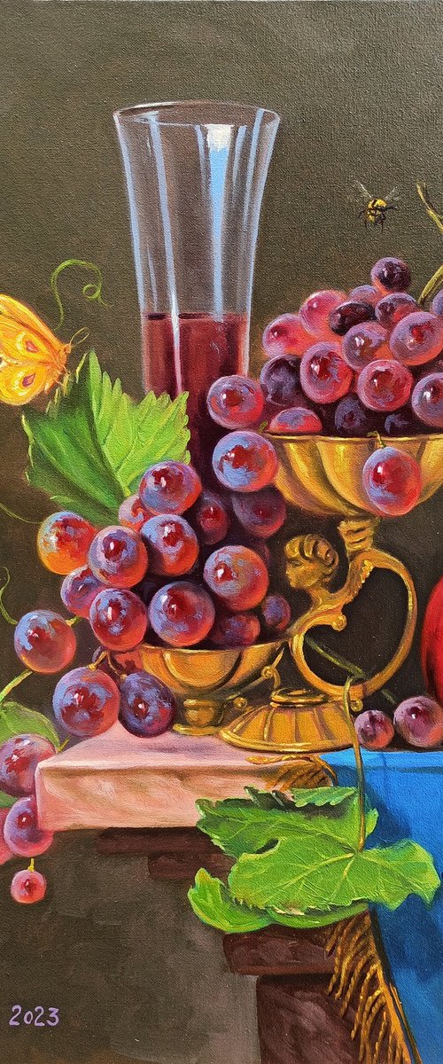 Still life - fruits (40x50cm, oil painting, ready to hang) by Tigran Araqelyan