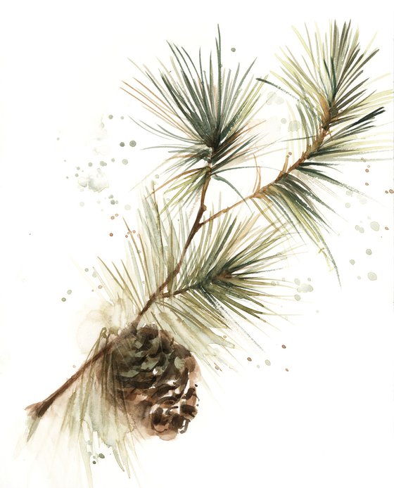 Pine Branch with Cones — Sunflower Glass Studio