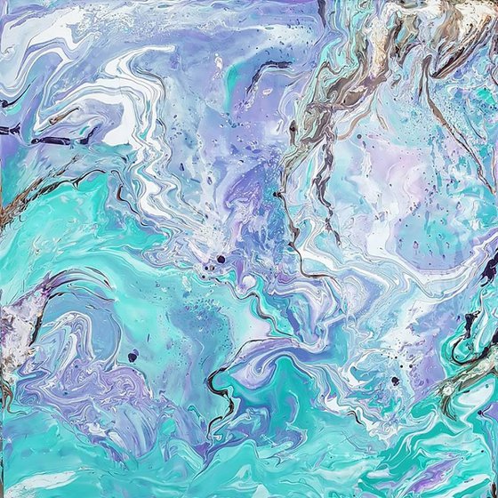 Blue flow acrylic abstract painting