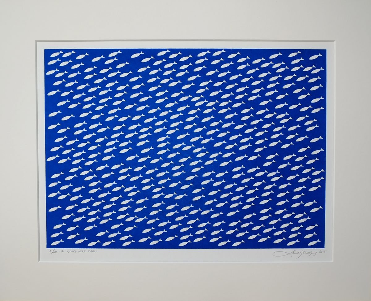 Animal Screenprint By Lene Bladbjerg, 20 X 16", If Wishes Were Fishes, Original Artwork