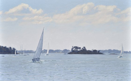 Sailing in the Gulf of Morbihan, summer morning