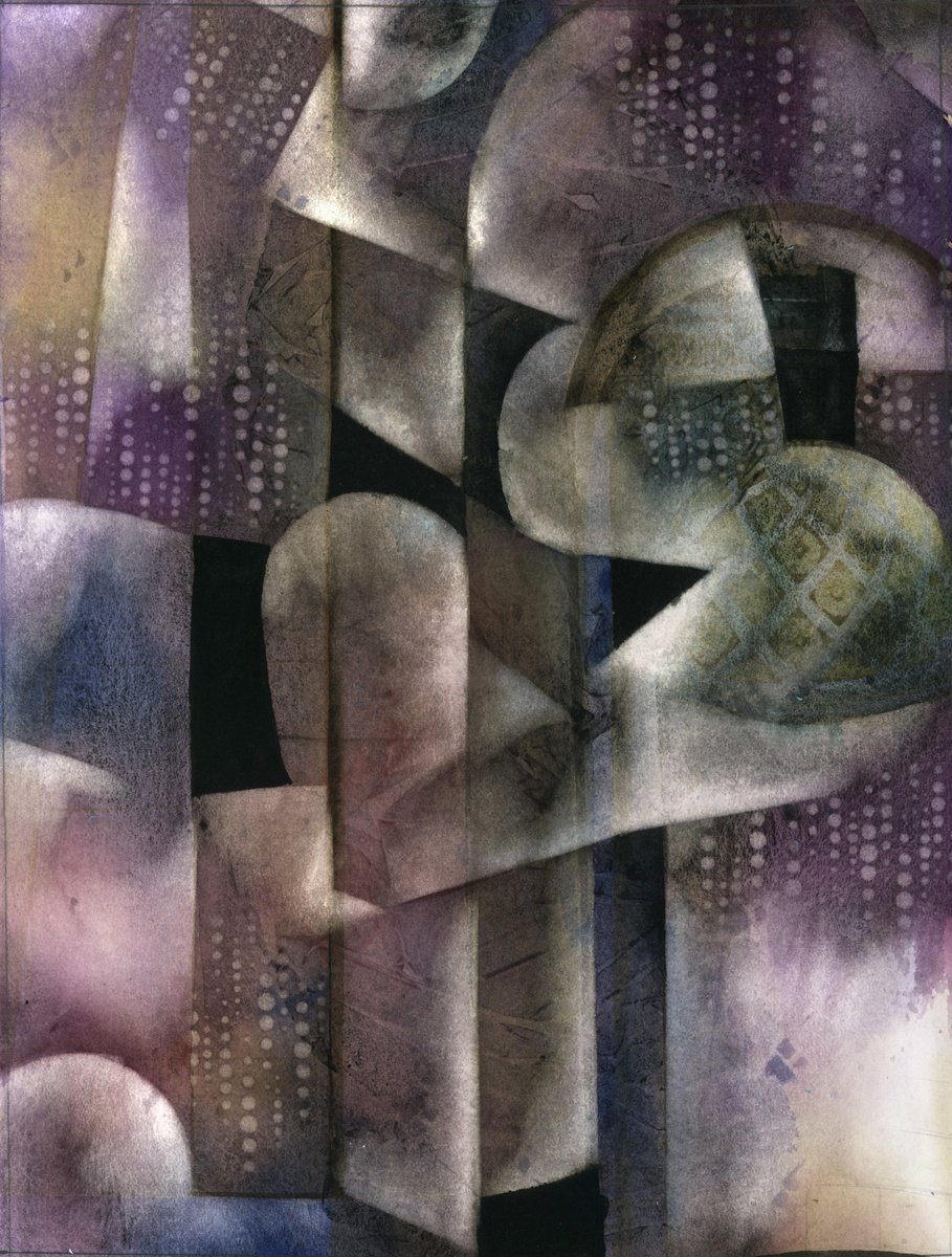 Geometric Cityscapes Watercolour By Alfred Ng, 15 X 20, Urban Landscape, Original Artwork