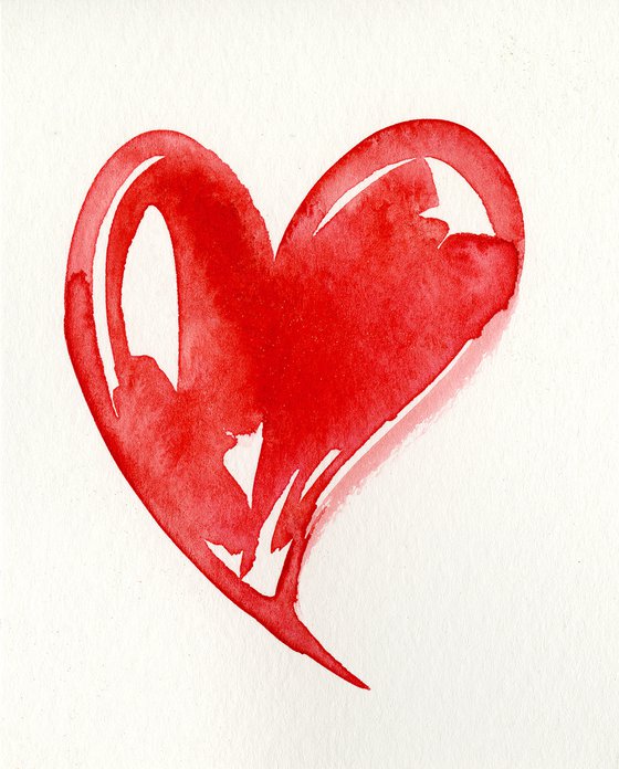 Valentine Heart Set 4 - 3 Watercolor Paintings by Kathy Morton Stanion