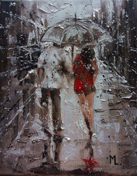 " FOR EVER... " original painting CITY palette knife GIFT