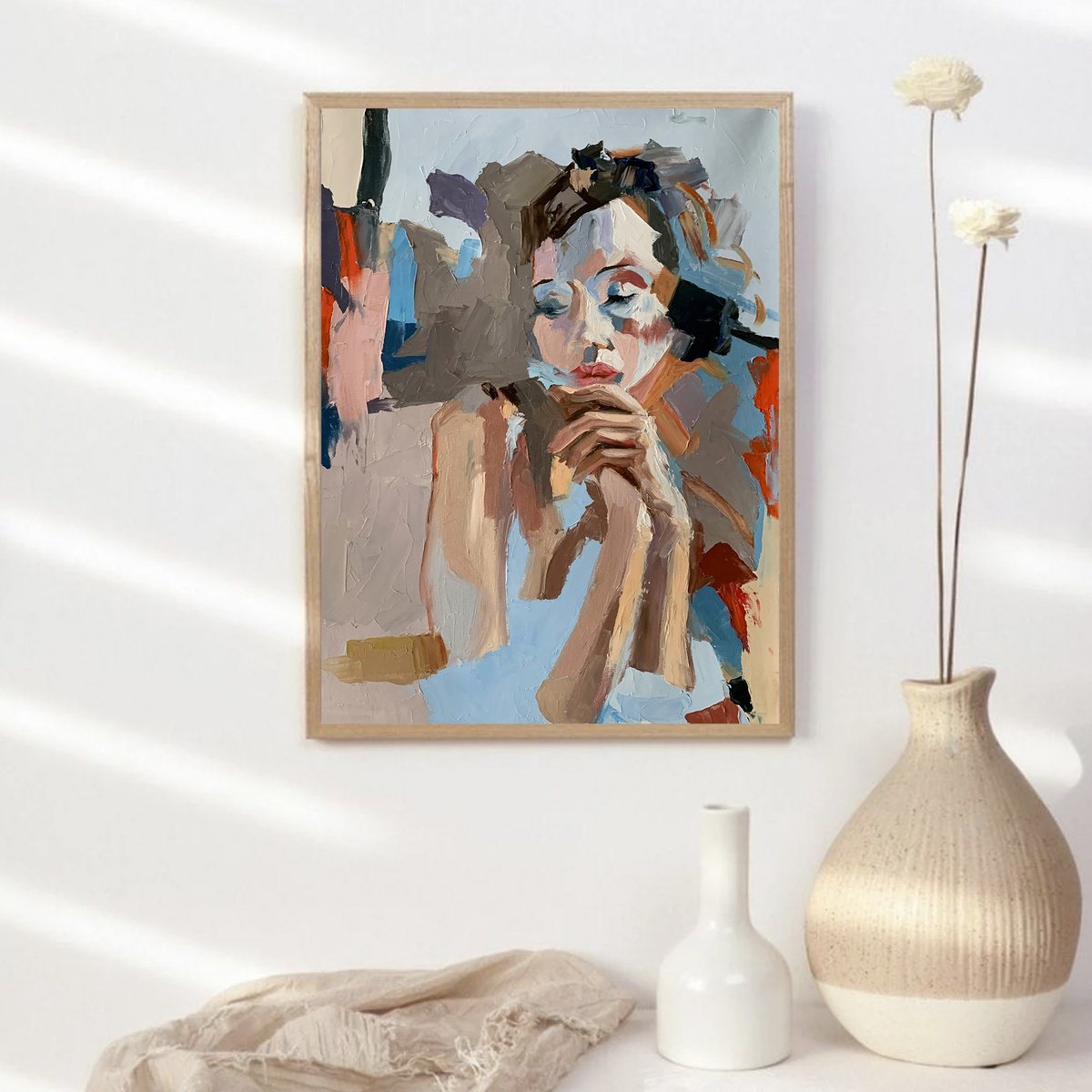 Expressive Portrait Oil Painting By Vita Schagen, 16 X 20", Romantic Portrait Of The Female Artist., Original Artwork