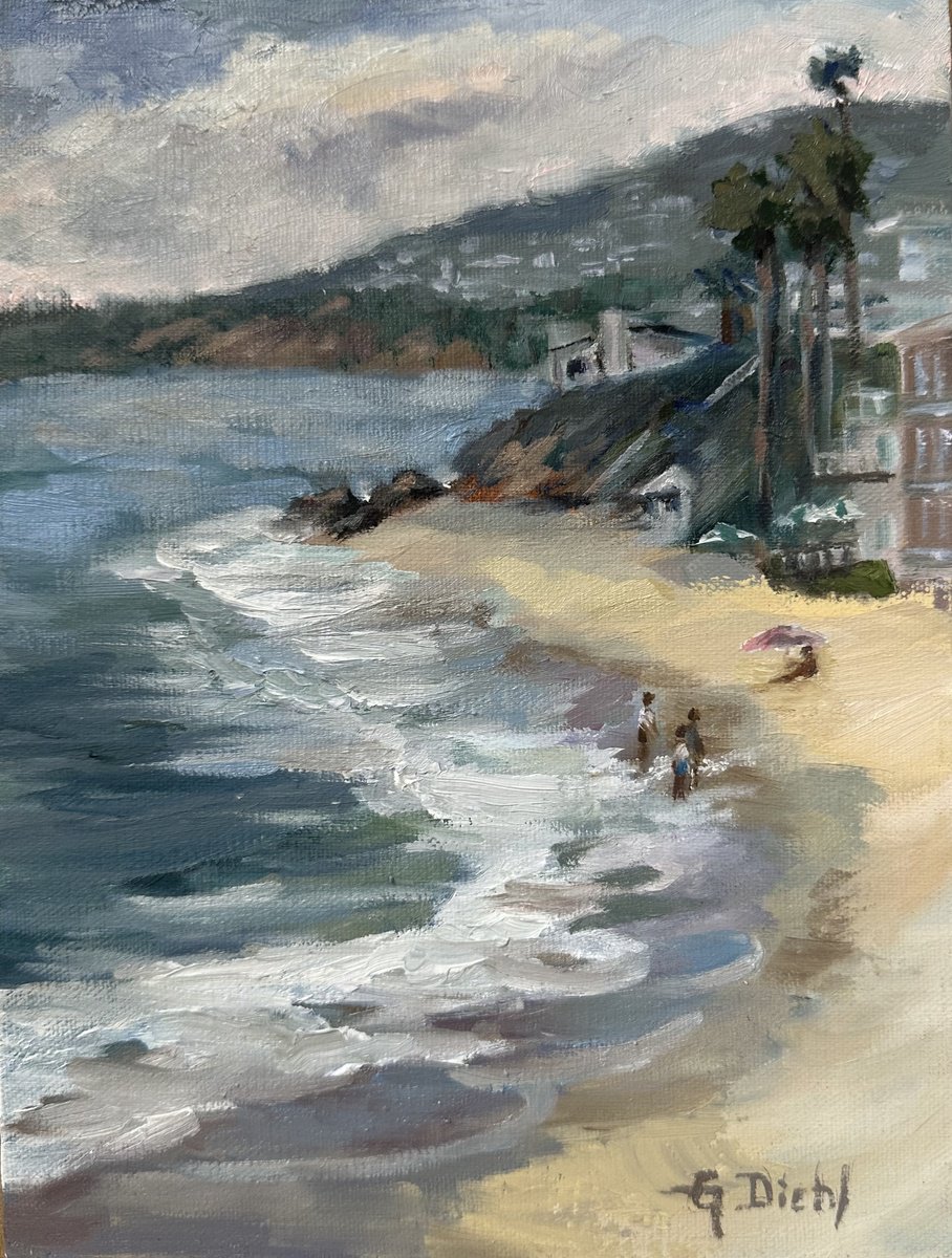 Impressionistic Landscape Oil Painting By Grace Diehl, 6 X 8, Agate Street Beach, Original Artwork