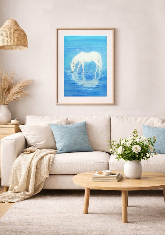 Moonlit Stillness White Horse