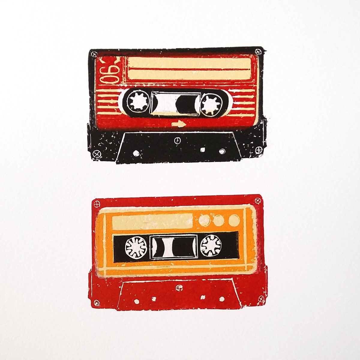 Linocut tapes duo #16 by Carolynne Coulson