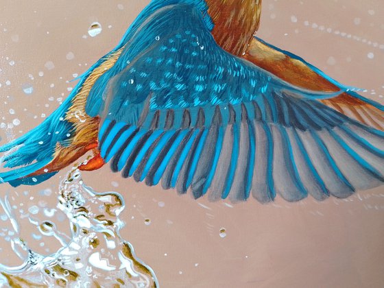 Kingfisher round painting