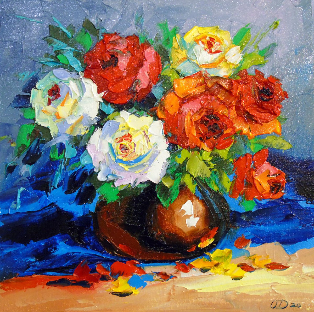 Bouquet of red and white roses by Olha Darchuk