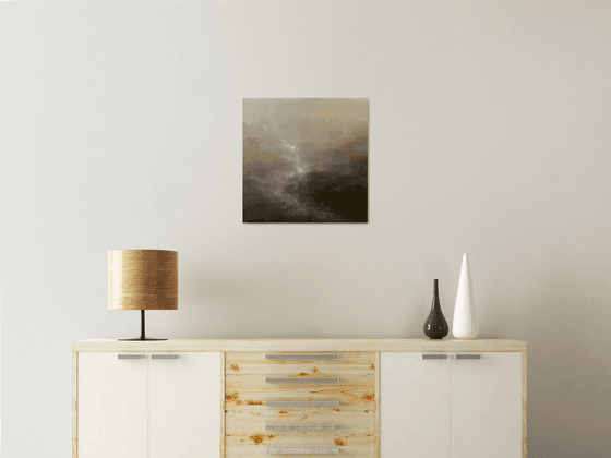 The sound of water 50X50 cm - gold particles original oil painting landscape gift modern urban art office art decor home decor gift idea