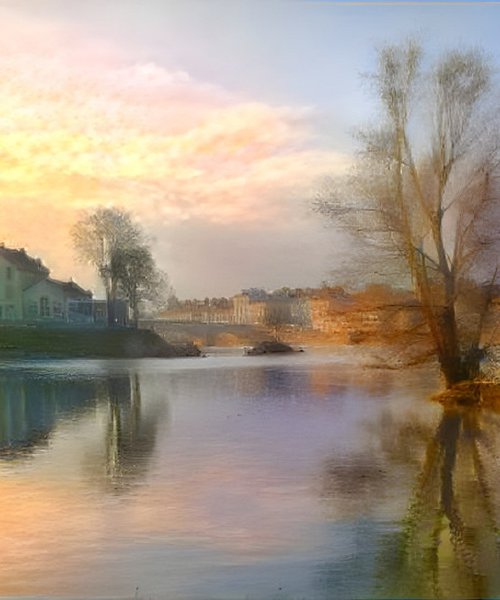 Panoramique Chalon et sa rivière by Danielle ARNAL