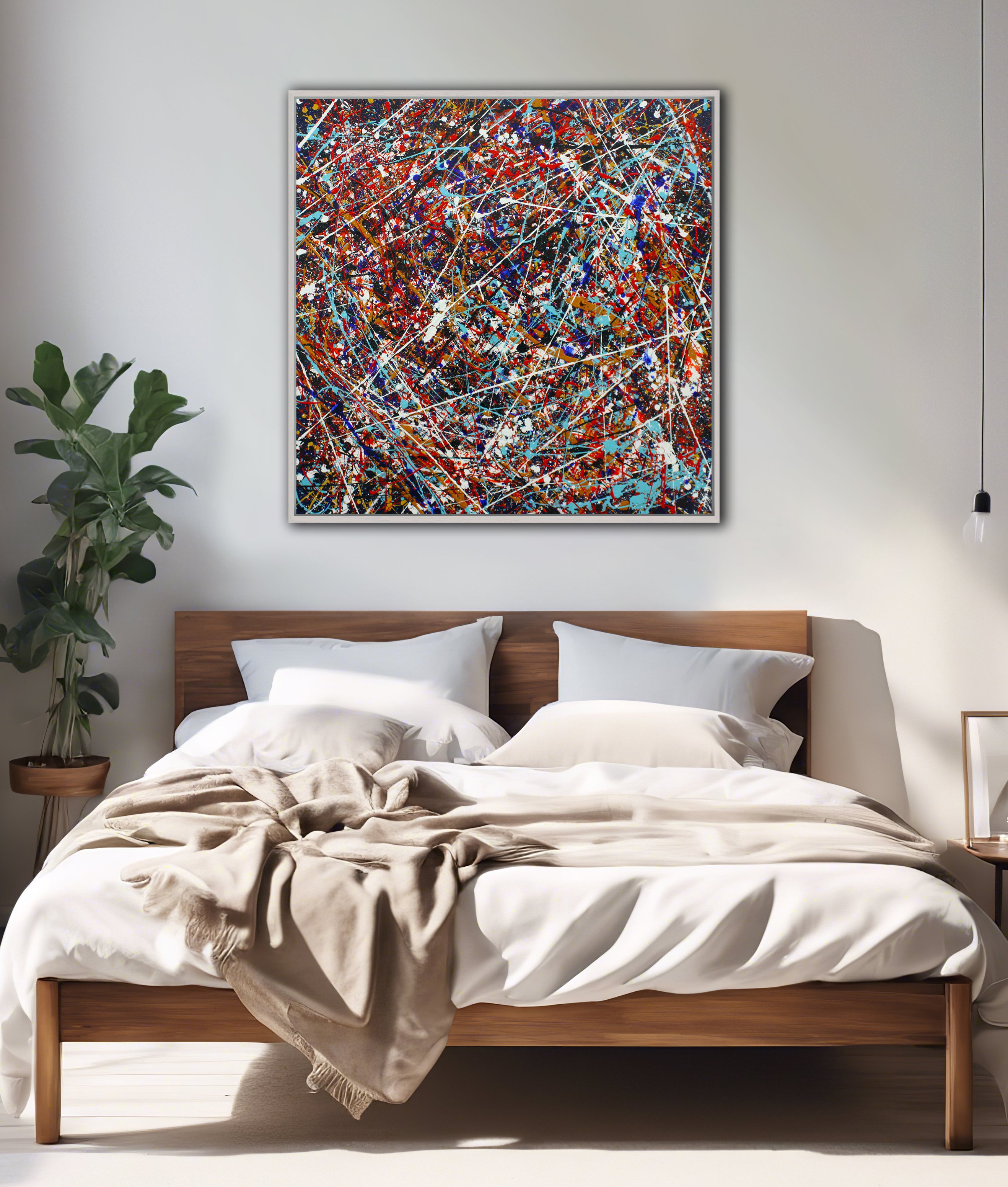 Expressive Abstract Acrylic Painting By Andrew Watt, 402 X 402, Kinetic Flow (Framed), Original Artwork