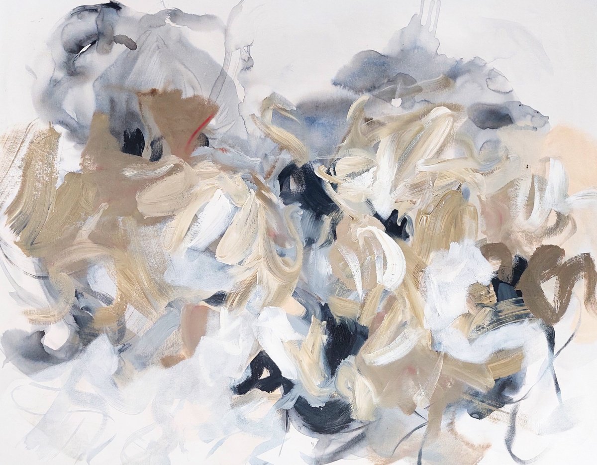 Abstract Acrylic Painting By Cristian Cuevas, 40 X 30, Azalea Blossoms, Original Artwork