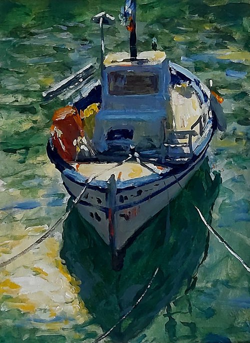 backlit boat by Dimitris Voyiazoglou