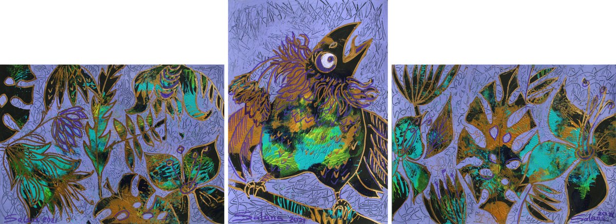 Botanical Acrylic Painting By Salana Art / Svetlana Samovarova, 31 X 12", Solo Concert, Original Artwork