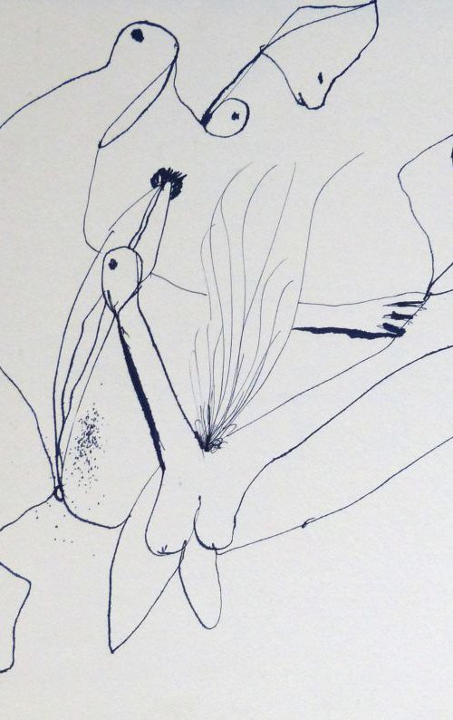Surrealist Lovers 7, ink on paper 42x28 cm by Frederic Belaubre