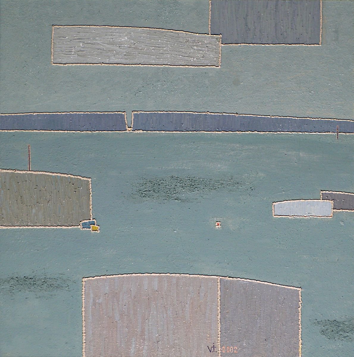 Geometric Abstract Oil Painting By Viktor Ivaniv, 30 X 30", Monthly Geometry, Original Artwork