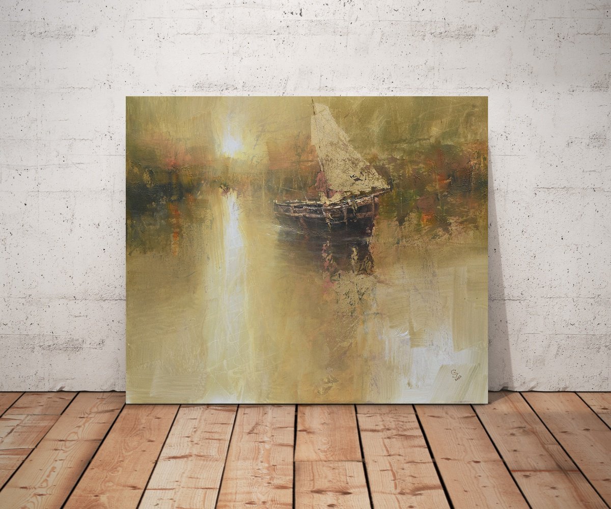 Organic Landscape Acrylic Painting By Ivan Grozdanovski, 28 X 24, Morning Herald, Original Artwork