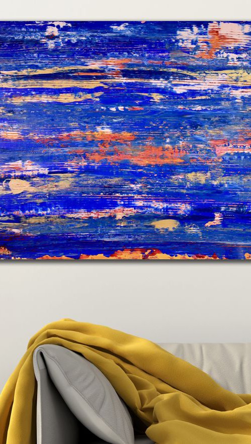 Blue Electric Storm - 122 x 71 cm - Nestor Toro Abstracts by Nestor Toro
