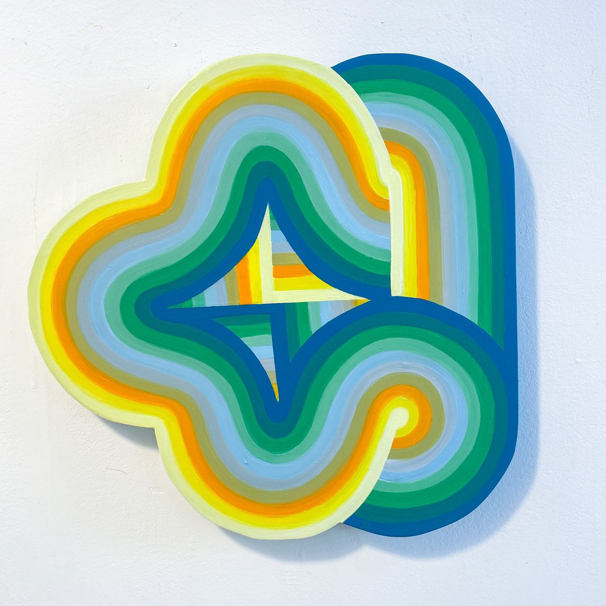 Geometric Cityscapes Acrylic Painting By Jessica Moritz, 16 X 16, The Grass Is Always Greener The Other Side, Geometric Mindscape, Artfinder