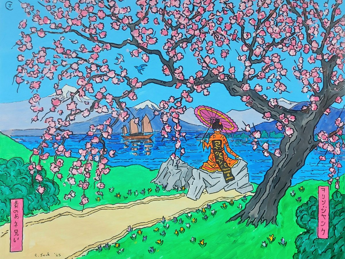 Landscape Acrylic Painting By Colin Ross Jack, 26 X 20, Celebration Of Spring, Original Artwork