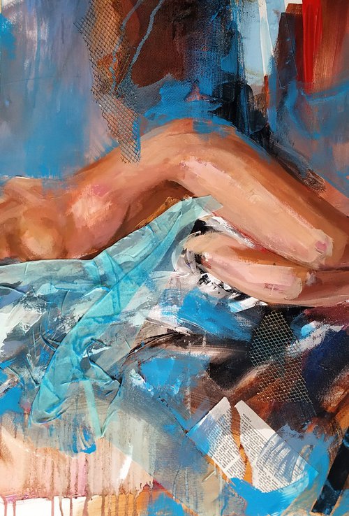 Out of My Dream- nude woman painting on canvas by Antigoni Tziora