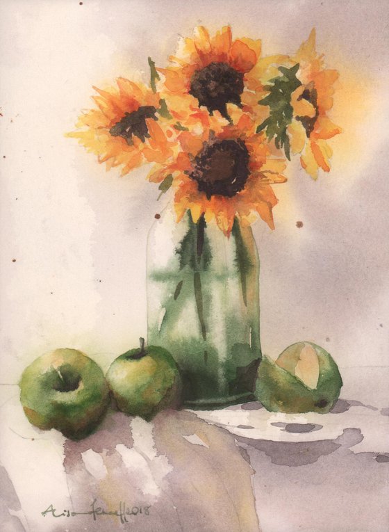 Watercolour Sunflower Painting