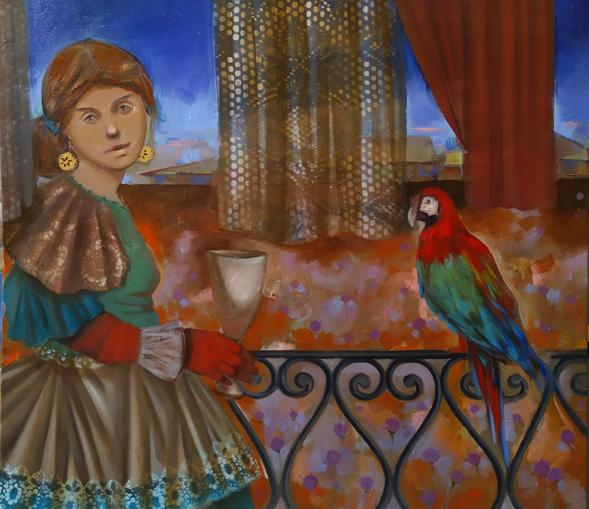 girl with a parrot by Seyran Mejanyan