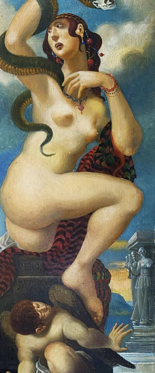 Naked girl with a snake by Oleg and Alexander Litvinov