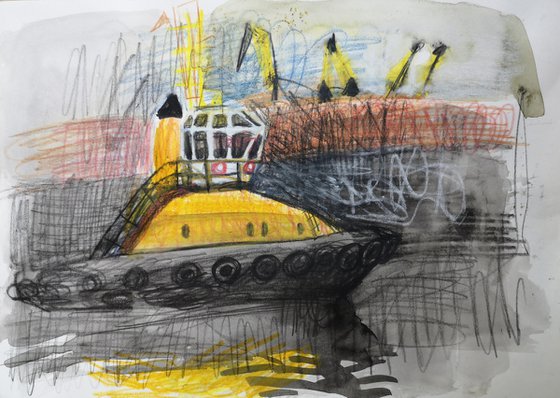 Yellow tugboat