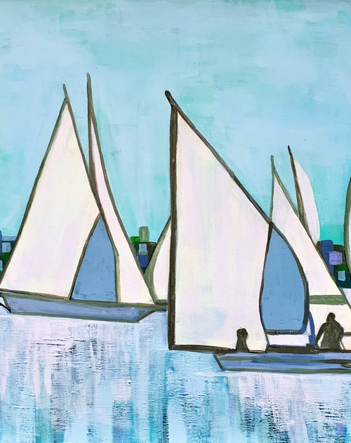 SAILING BOATS  / 130 X 70 X 0.1 cm by Alexandra Djokic