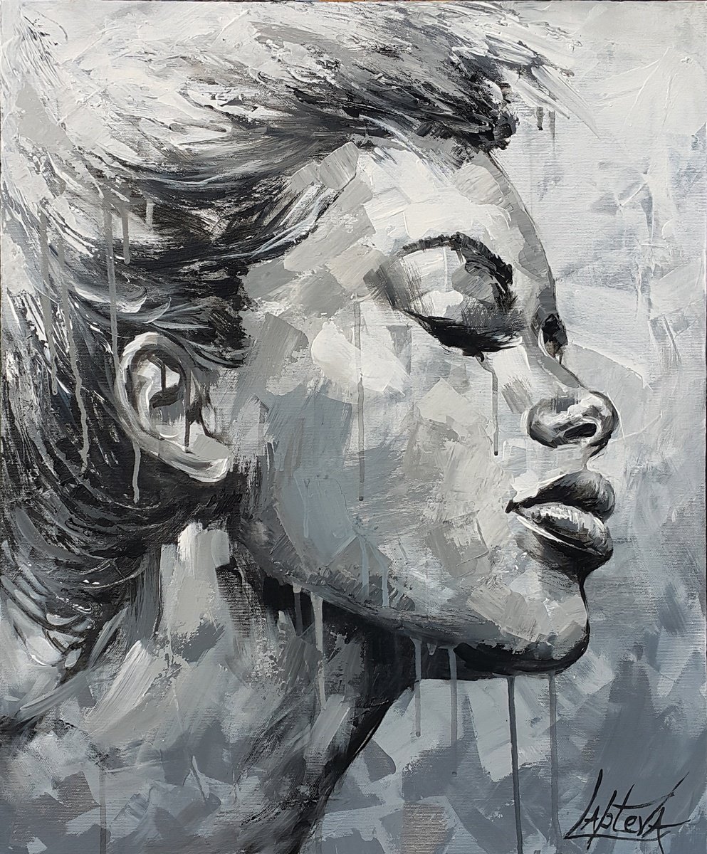 Organic Portrait Acrylic Painting By Viktoria Lapteva, 20 X 24", Unconquered, Original Artwork