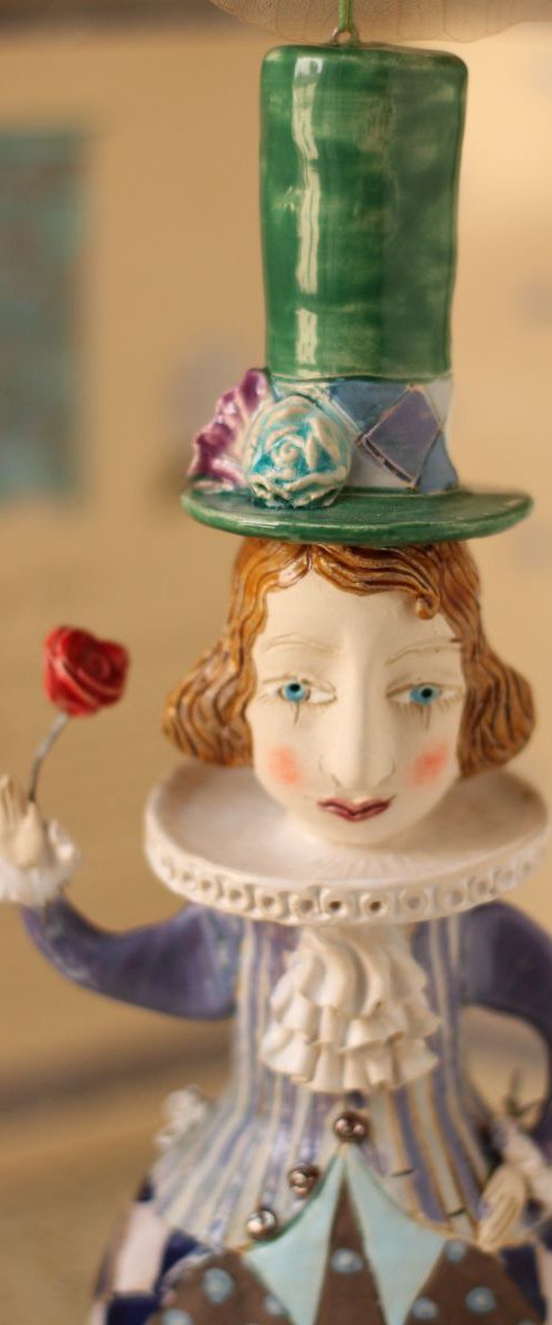 Clown with a rose, wall object by Elya Yalonetski by Elya Yalonetski